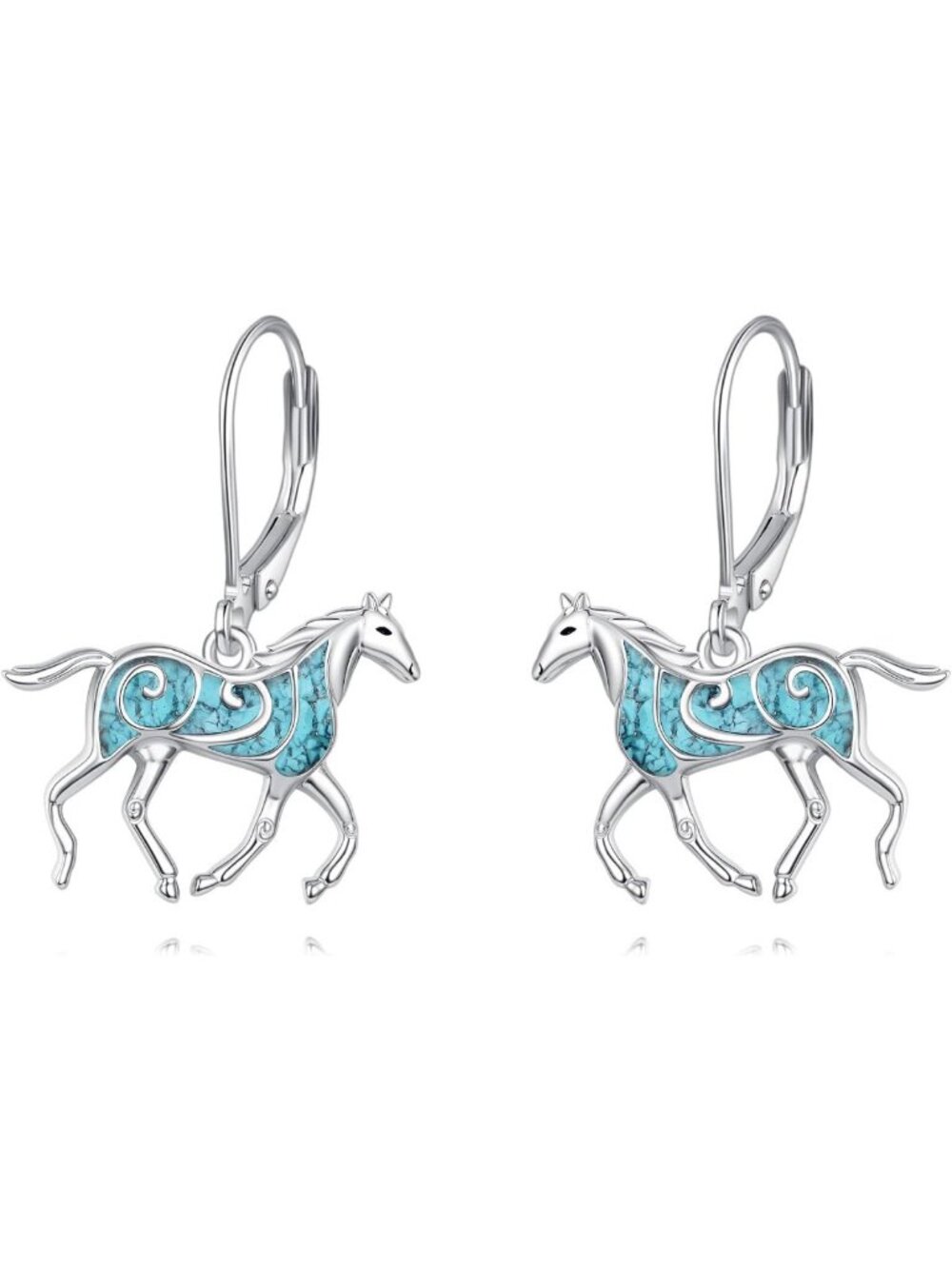 Sterling Silver Animal Dangle Earrings - Opal & Turquoise Hummingbird